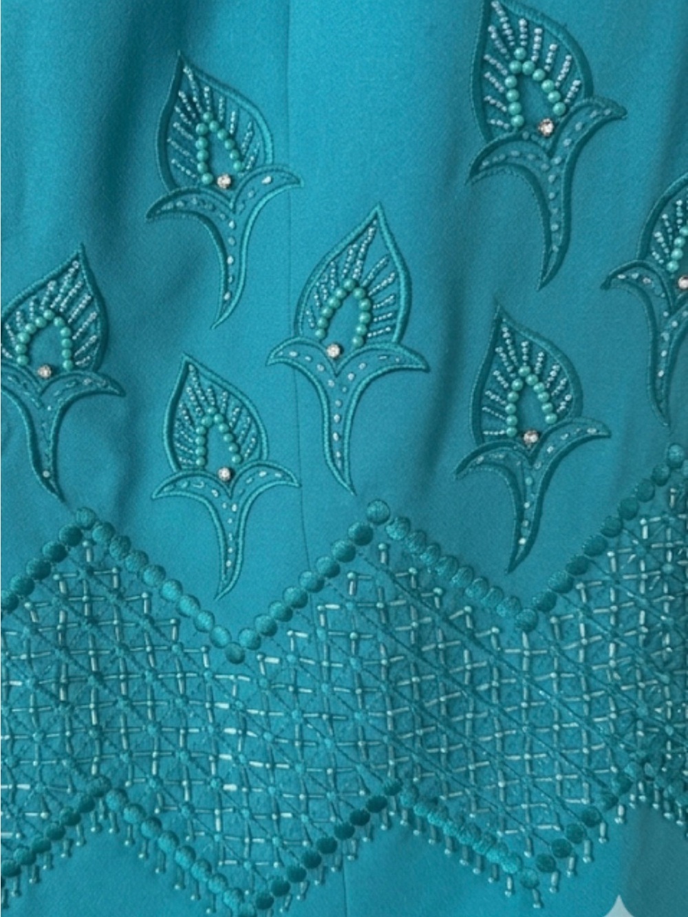 Teal Embellished Skirt Suit Set - Picture 5 of 13